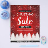 赤《写真》ぼけ味クリスマスセール小売広告 チラシ (シングル)