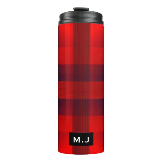 赤《写真》ぼけ味バッファロープレイドモノグラム タンブラー (正面)