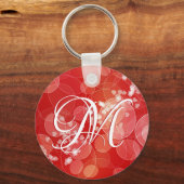 赤《写真》ぼけ味バレンタインのハートギフト。文字 キーホルダー (正面)