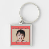 赤、写真、名前のパパに感謝 キーホルダー (正面)