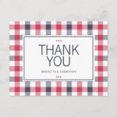 赤・名門私立校風の白・青のプライドありがとうはがき ポストカード (正面)