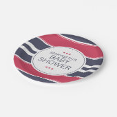 赤、名門私立校風の白、青のベビーシャワー紙プレート ペーパープレート (アングル)