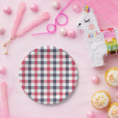 赤、名門私立校風の白、青の格子縞紙プレート ペーパープレート (パーティー)