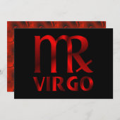 赤《星座》乙女座占星術記号 招待状 (正面/裏面)