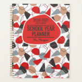 赤、木炭、白の抽象芸術形状 プランナー手帳 (正面)