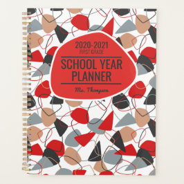 赤、木炭、白の抽象芸術形状 プランナー手帳