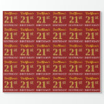 赤、模造金ゴールドルック"21st BIRTHDAY" ラッピングペーパー<br><div class="desc">このラッピング紙デザインは、「FirstName's 21st BIRTHDAY!」のようなメッセージを備え、「21st」は金ゴールドのような色の外観を持つフェイク/模倣ののような。名前はカスタマイズ赤色で表す。21歳の誕生日に贈り物をラッ与えプする際に使われるかもしれない。[～Z0000178]</div>