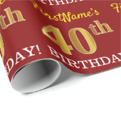 赤、模造金ゴールド"40th BIRTHDAY" ラッピングペーパー (ロールコーナー)
