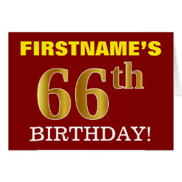 赤、模造金ゴールド「66th誕生日」誕生日カード