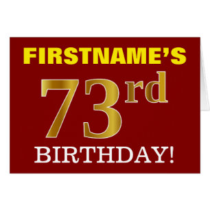 赤、模造金ゴールド「73番目の誕生日」誕生日カード