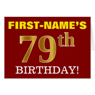 赤、模造金ゴールド「79th誕生日」誕生日カード