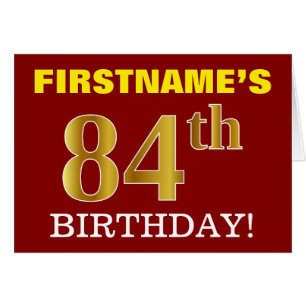 赤、模造金ゴールド「84th誕生日」誕生日カード