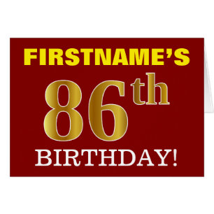 赤、模造金ゴールド「86th誕生日」誕生日カード