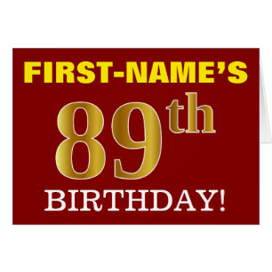 赤、模造金ゴールド「89th誕生日」誕生日カード