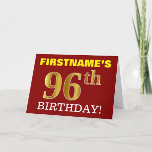 赤、模造金ゴールド「96誕生日」誕生日カード カード