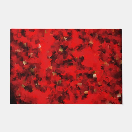 赤，正方形，幾何学的，テクスチャ，格子模様，チェック， ドアマット (正面)