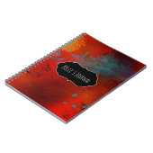赤、水及び金ゴールドのグランジで抽象的な名前入り ノートブック (左側)