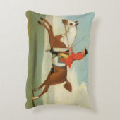 赤(油の疾走する競馬馬そして取付けられたジョッキー アクセントクッション (裏面(縦))