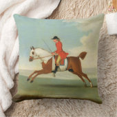 赤(油の疾走する競馬馬そして取付けられたジョッキー クッション (ブランケット)