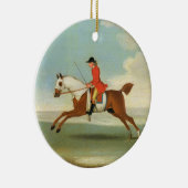 赤(油の疾走する競馬馬そして取付けられたジョッキー セラミックオーナメント (右)