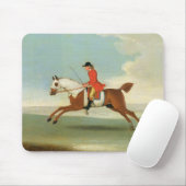 赤(油の疾走する競馬馬そして取付けられたジョッキー マウスパッド (マウス)