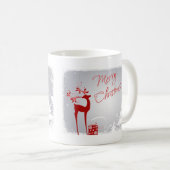赤、灰色のメリークリスマス雪の結晶セラミックマグカップ コーヒーマグカップ (正面右)