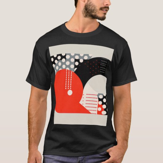 赤、灰色、黒の曲線 Tシャツ (正面)