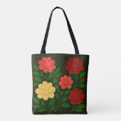 赤、珊瑚色、黄色の花 トートバッグ (裏面)