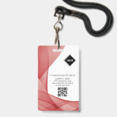 赤 | 病院 医療従事者 写真付き ID バッジ (裏面（ネックストラップ付）)