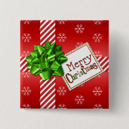 赤、白いメリークリスマスの雪片ボタン 缶バッジ