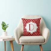 赤、白い四葉模様モロッコパターン投げ クッション (椅子)