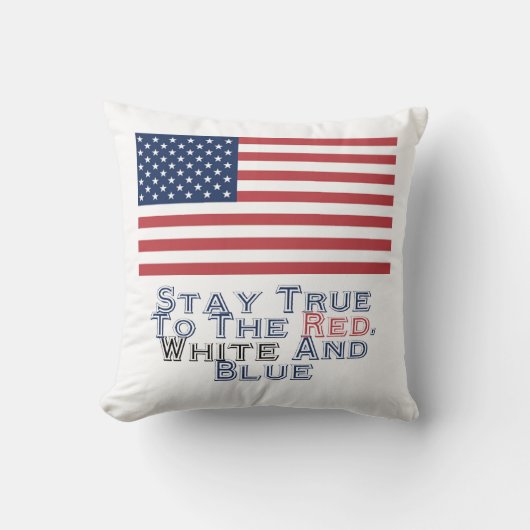 赤、白および青 クッション (正面)