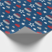 赤、白くそして青のカールの石の包装紙 ラッピングペーパー (角)