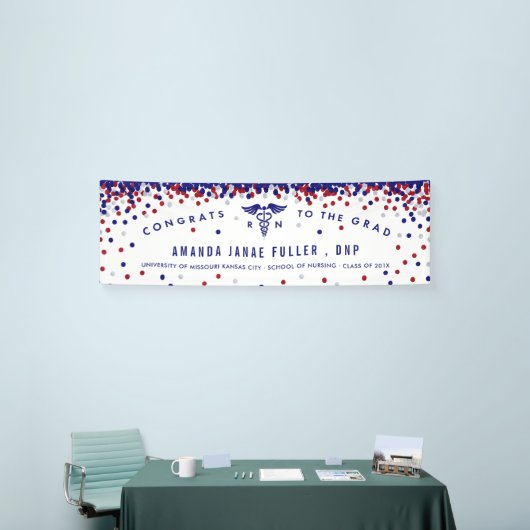 赤、白く及び青のナースの卒業の旗 横断幕 (トレードショー)