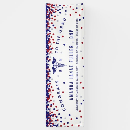 赤、白く及び青のナースの卒業の旗 横断幕 (縦)