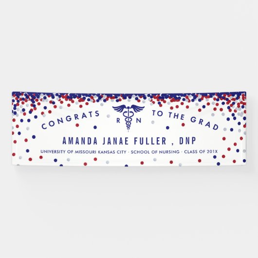 赤、白く及び青のナースの卒業の旗 横断幕 (横)