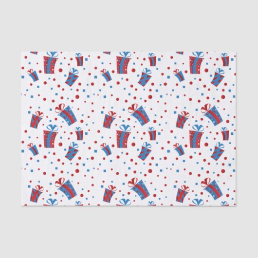 赤、白く青い紙吹雪のギフト 薄葉紙 (正面)