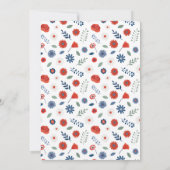 赤、白と正当なフローラトラック赤ちゃんシャワー 招待状 (裏面)