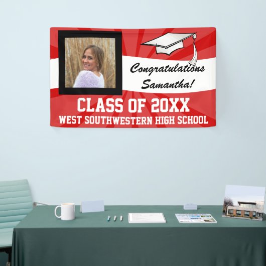 赤/白のカスタム写真卒業サイン 横断幕 (トレードショー)