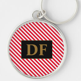 赤/白のキーストライプチェーン キーホルダー