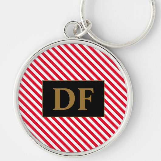 赤/白のキーストライプチェーン キーホルダー (正面)