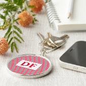 赤/白のキーストライプチェーン キーホルダー (側面)