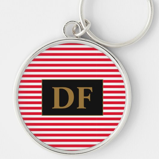 赤/白のキーストライプチェーン キーホルダー (正面)