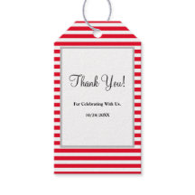 赤/白のギフトストライプラベル