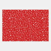 赤、白のクリスマスタイポグラフィとドットの休日 ラッピングペーパーシート (正面2)