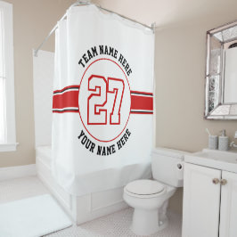赤，白のジャージー番号，チーム，選手の名前スポーツ シャワーカーテン