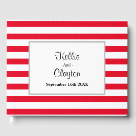 赤/白のストライプ枠のゲストブック ゲストブック