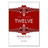 赤+白のトライバル結婚レースのテーブル番号カード テーブルナンバー (裏面)