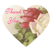 赤&白のバラ緑のお葉よりシール