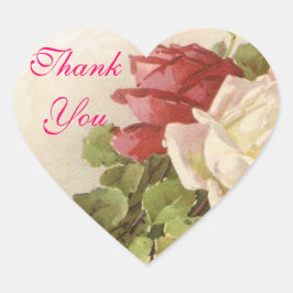 赤&白のバラ緑のお葉よりシール ハートシール